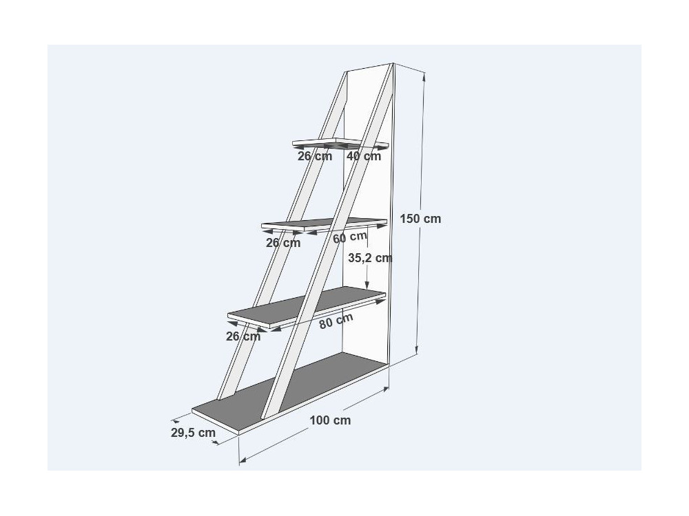 Estante de madeira "Arven" - 100 x 29 x 150 cm - Branco
