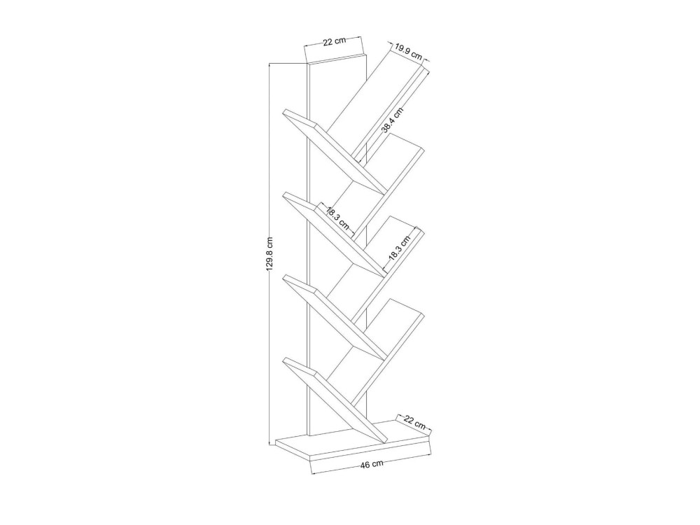 Estante de madeira "Tuval 066" - 46 x 22 x 129 cm - Carvalho, Branco