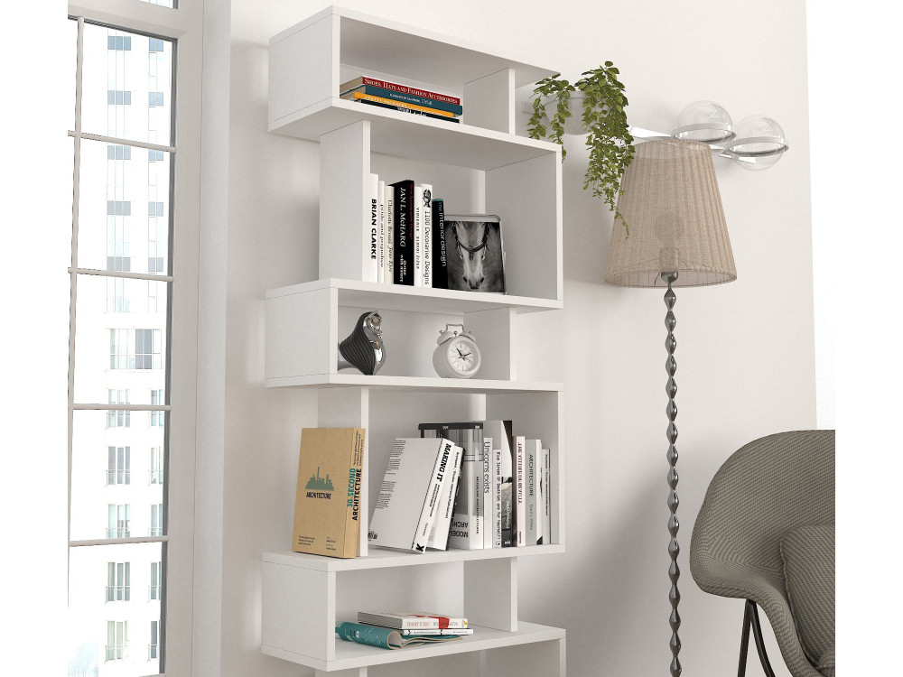 Estante de madeira "Blok" - 60 x 19 x 165 cm - Branco