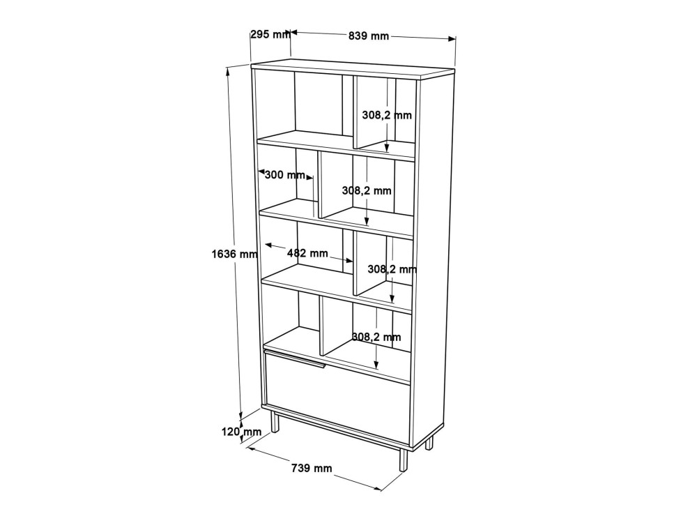 Estante de madeira "ON4-SW" - 84 x 30 x 176 cm - Branco