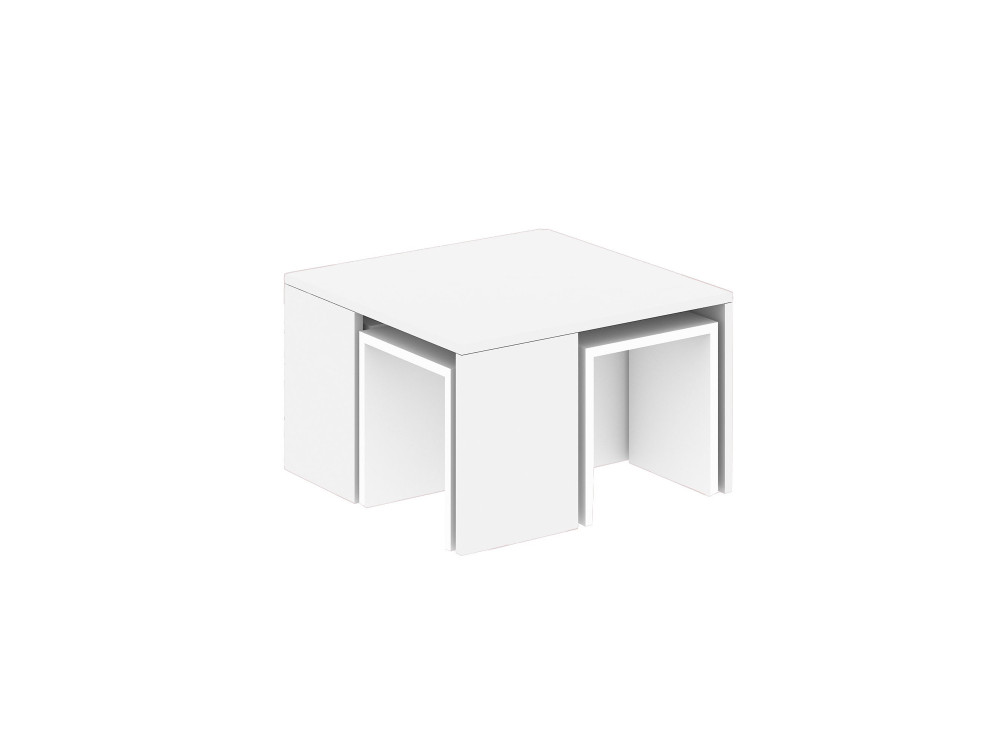 Conjunto de mesas de centro em madeira "Ortanca" - 60 x 60 x 37 cm - Branco
