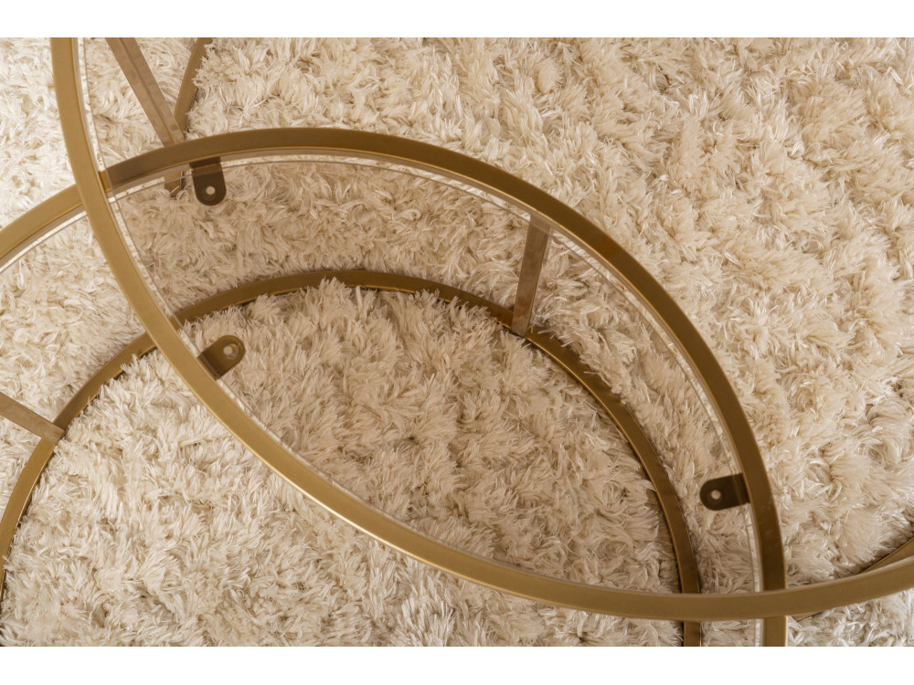 Conjunto de 2 mesas de centro metálicas "Aurum" - 80 x 80 x 43 cm - Bronze dourado