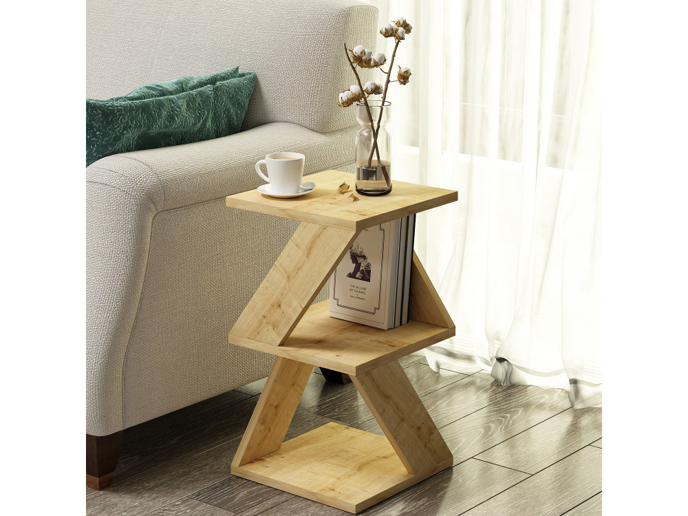Mesa de apoio de madeira "Albeni" - 30 x 30 x 50 cm - Carvalho safira