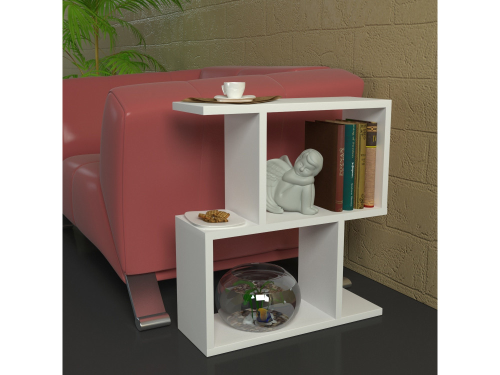 Mesa de apoio de madeira "Karinus" - 50 x 17 x 55 cm - Branco