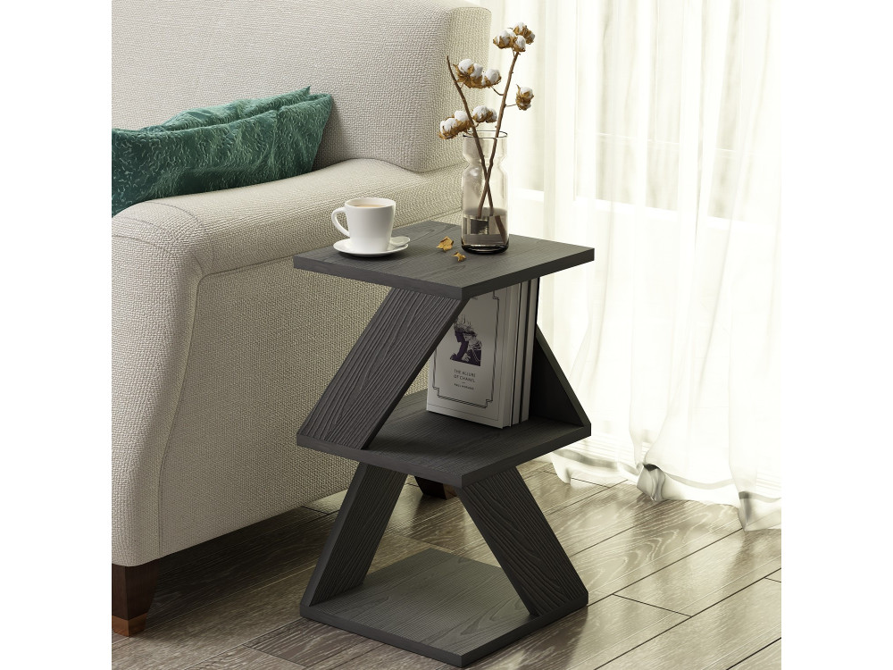 Mesa de apoio de madeira "Albeni" - 30 x 30 x 54 cm - Preto