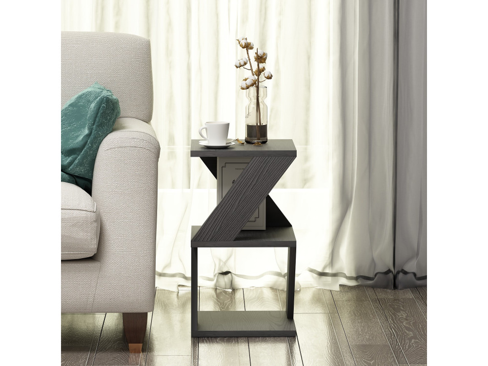 Mesa de apoio de madeira "Albeni" - 30 x 30 x 54 cm - Preto