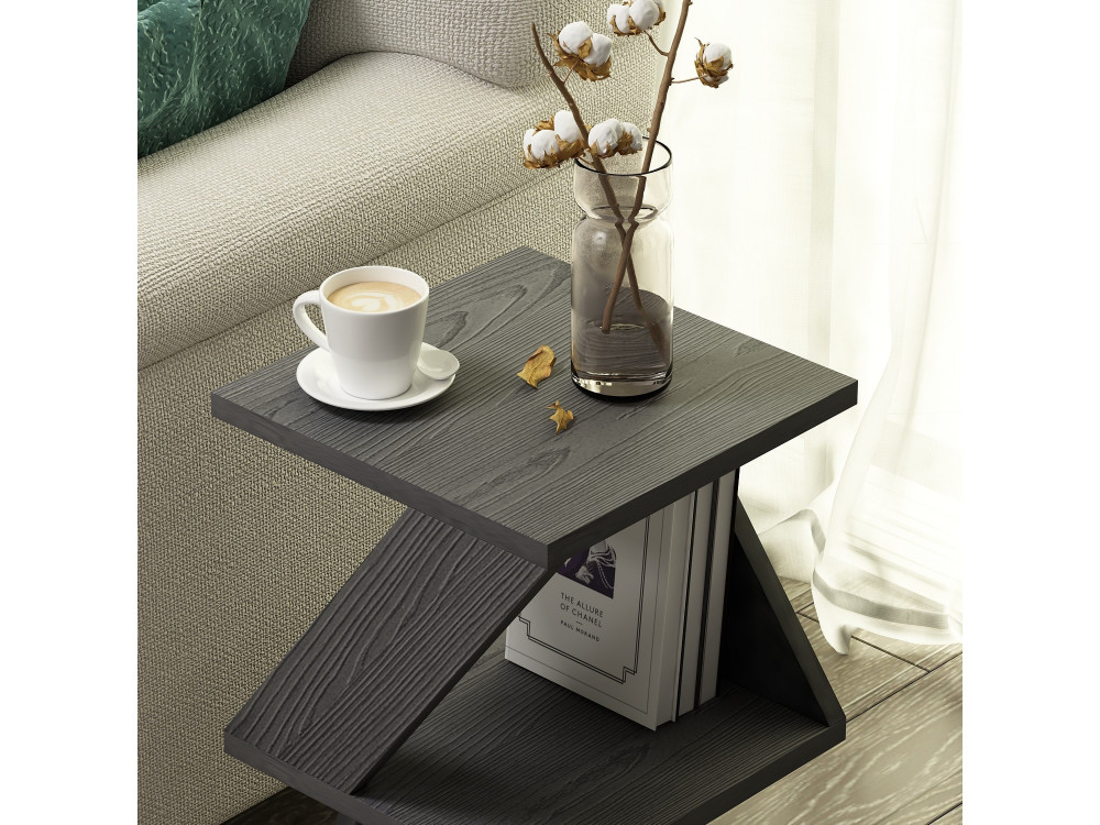Mesa de apoio de madeira "Albeni" - 30 x 30 x 54 cm - Preto