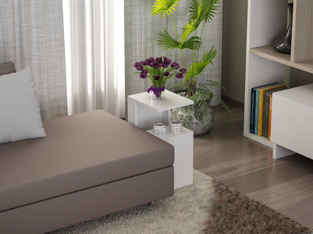 Mesa de apoio em madeira "Sister" - 35 x 29 x 60 cm - Branco