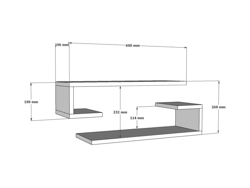 Prateleira de parede em madeira "Eldo" - 60 x 19 x 15 cm - Branco