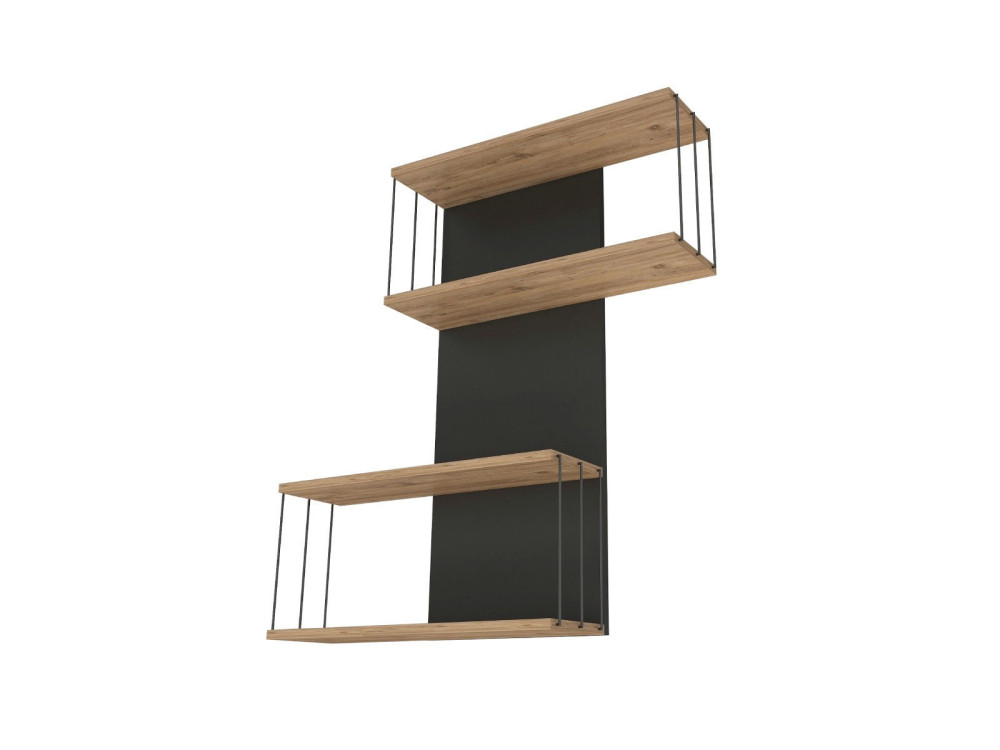Estante de parede em madeira "Destan" - 65 x 19 x 96 cm - Castanho