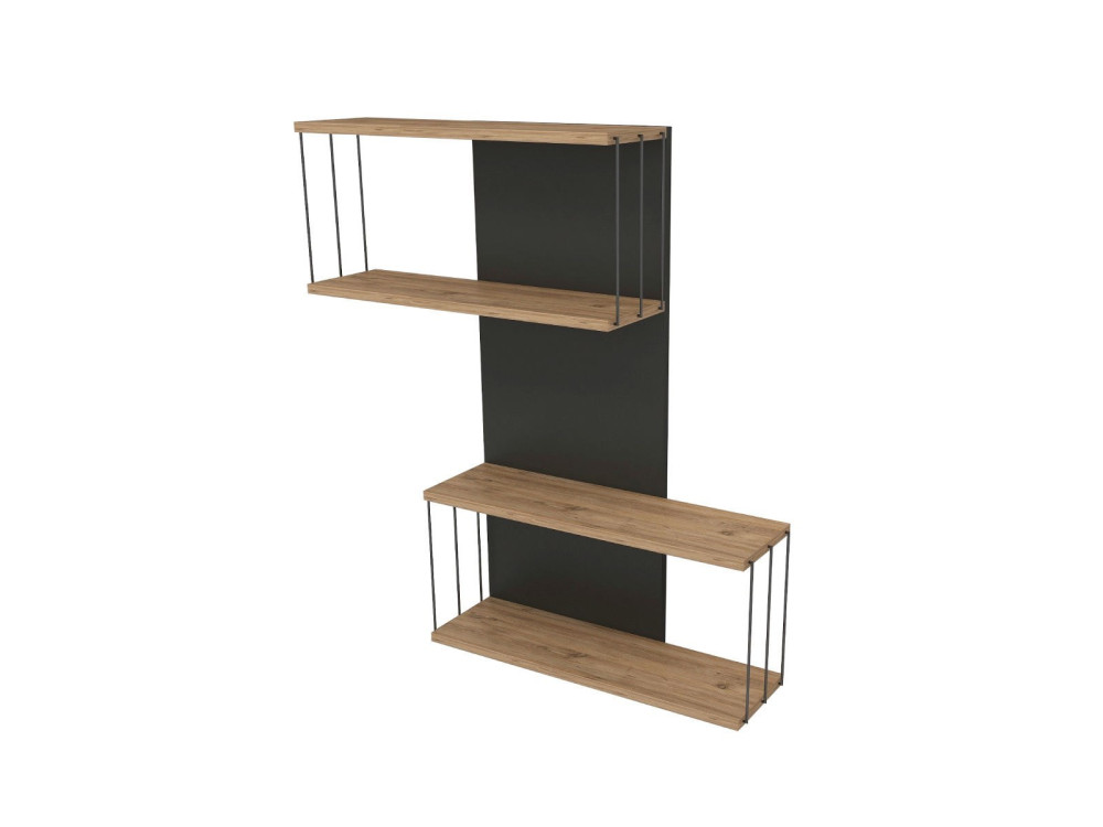 Estante de parede em madeira "Destan" - 65 x 19 x 96 cm - Castanho