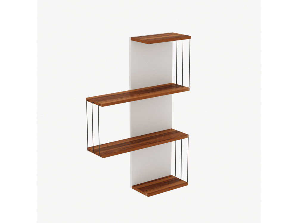 Estante de parede em madeira "Cambel" - 64 x 19 x 96 cm - Castanho