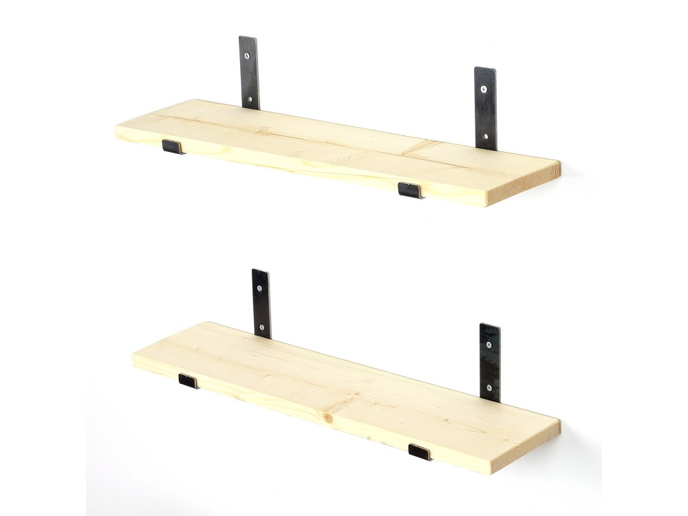 Conjunto de 2 prateleiras de parede em madeira "LAM008" - 60 x 14 x 16 cm - Bege