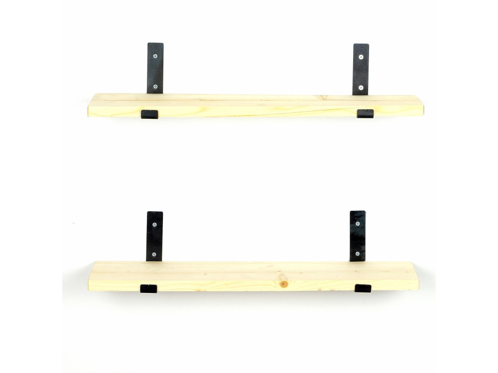 Conjunto de 2 prateleiras de parede em madeira "LAM008" - 60 x 14 x 16 cm - Bege