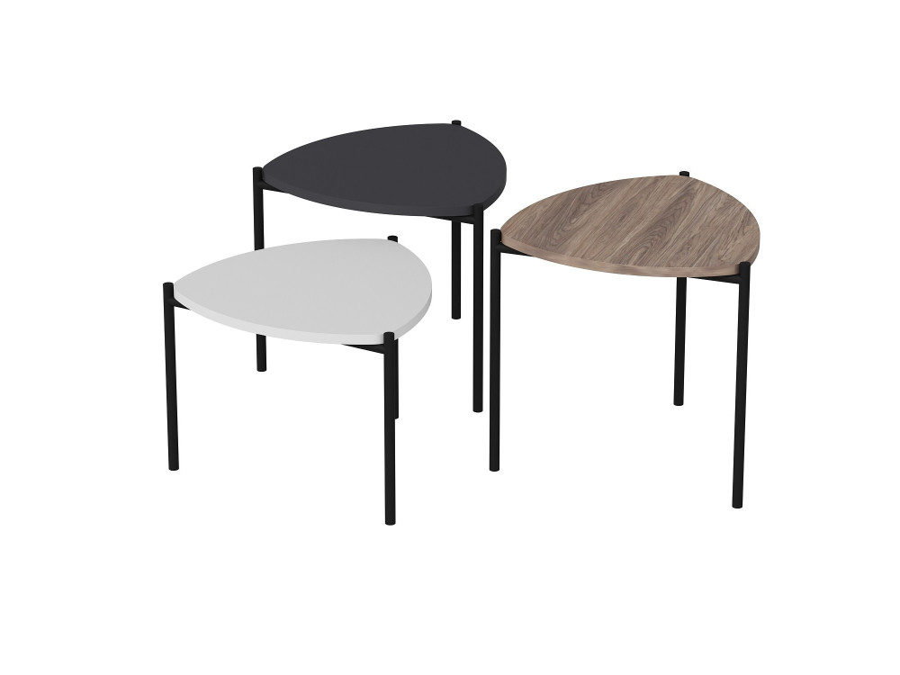 Conjunto de 3 mesas de centro "Lenny" em madeira - 45 x 45 x 45 cm - Multicolorido