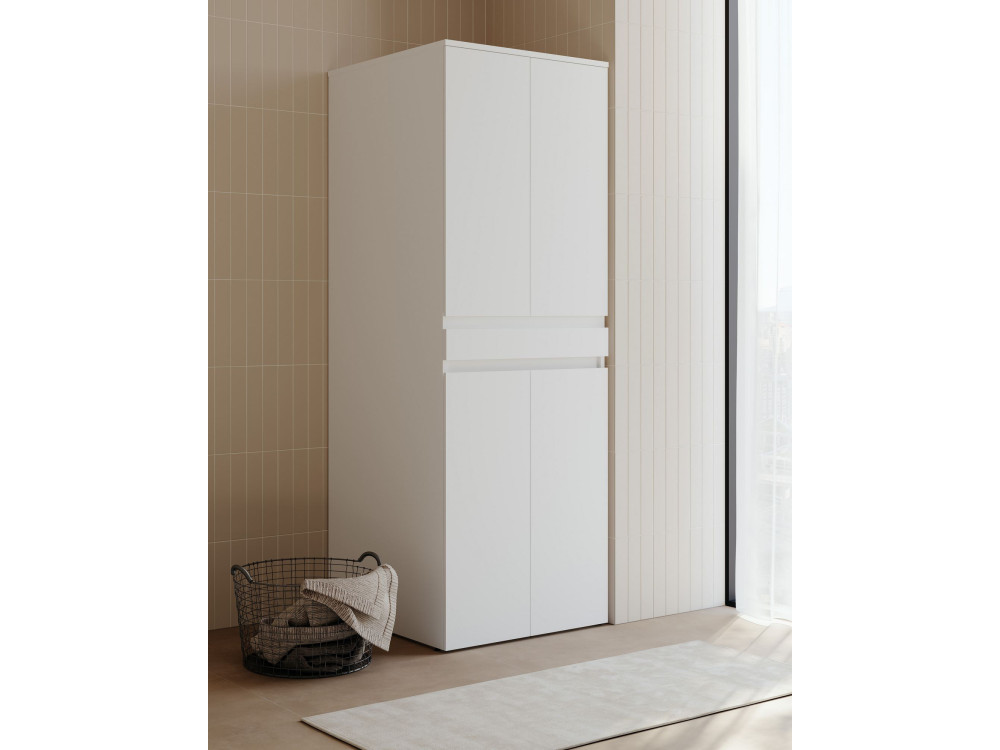 Móvel para máquina de lavar roupa «Neve 70» - 70 x 73 x 193 cm - Branco mate