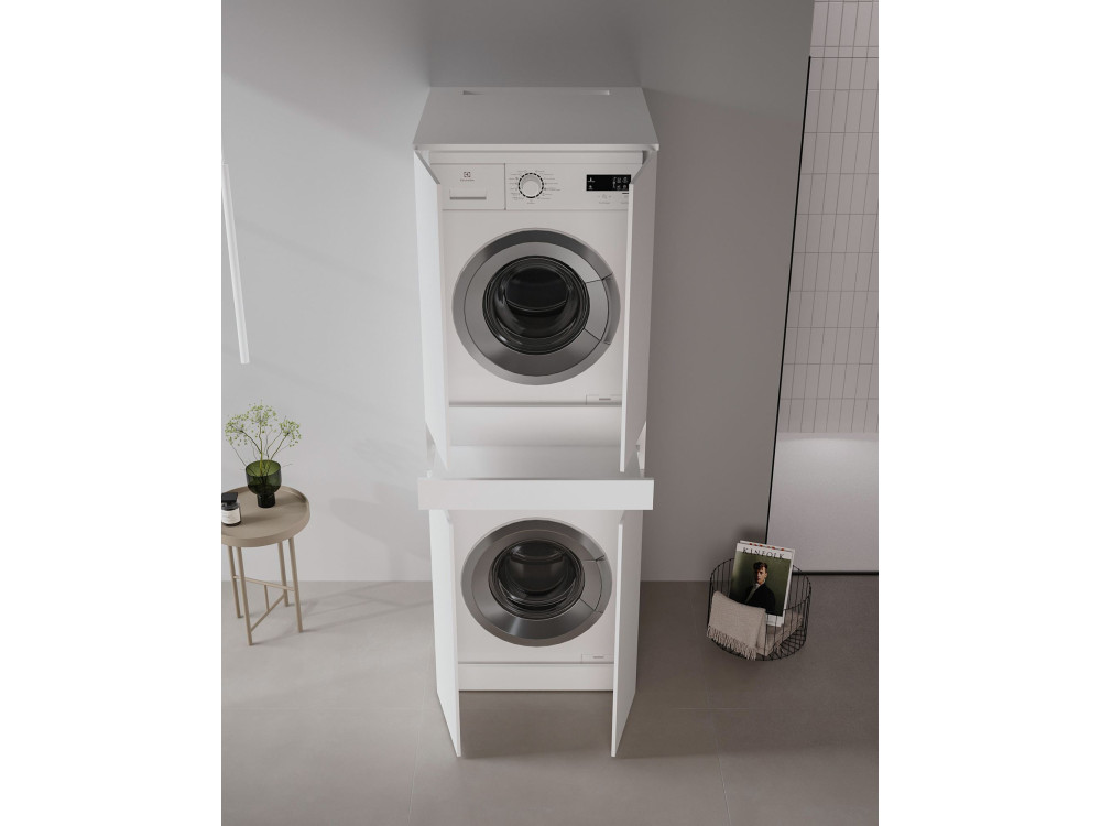 Móvel para máquina de lavar roupa «Neve 70» - 70 x 73 x 193 cm - Branco mate