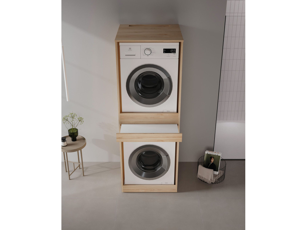 Móvel para máquina de lavar roupa «Linfa 70» - 70 x 73 x 193 cm - Carvalho