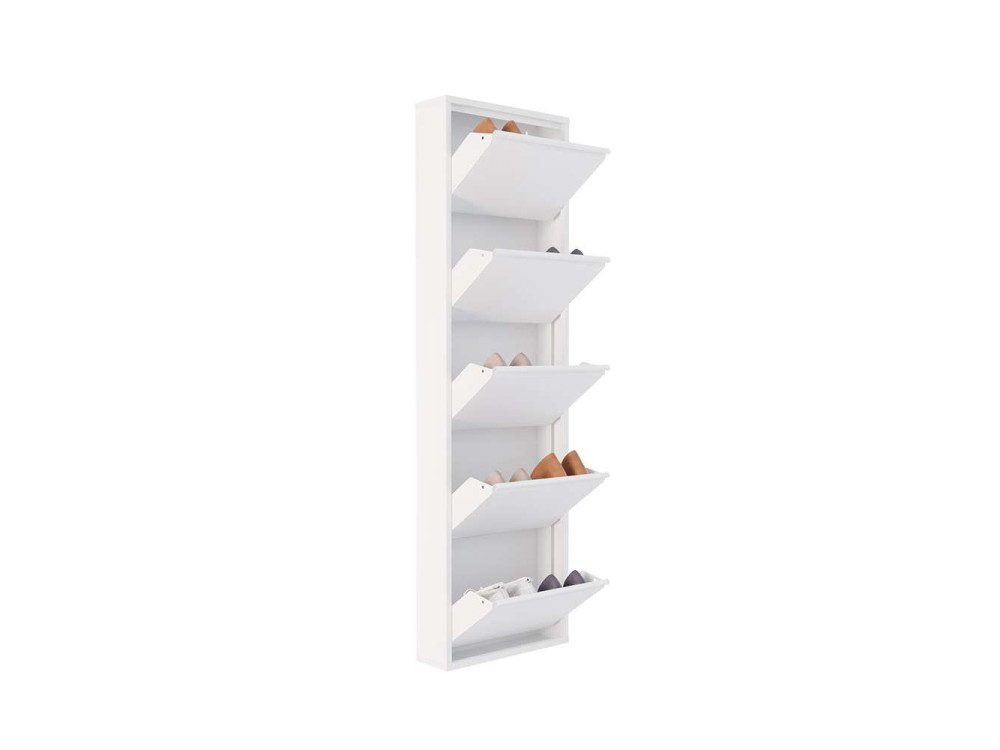 Sapateira metálica "Ayse" - 50 x 15 x 169 cm - Branco