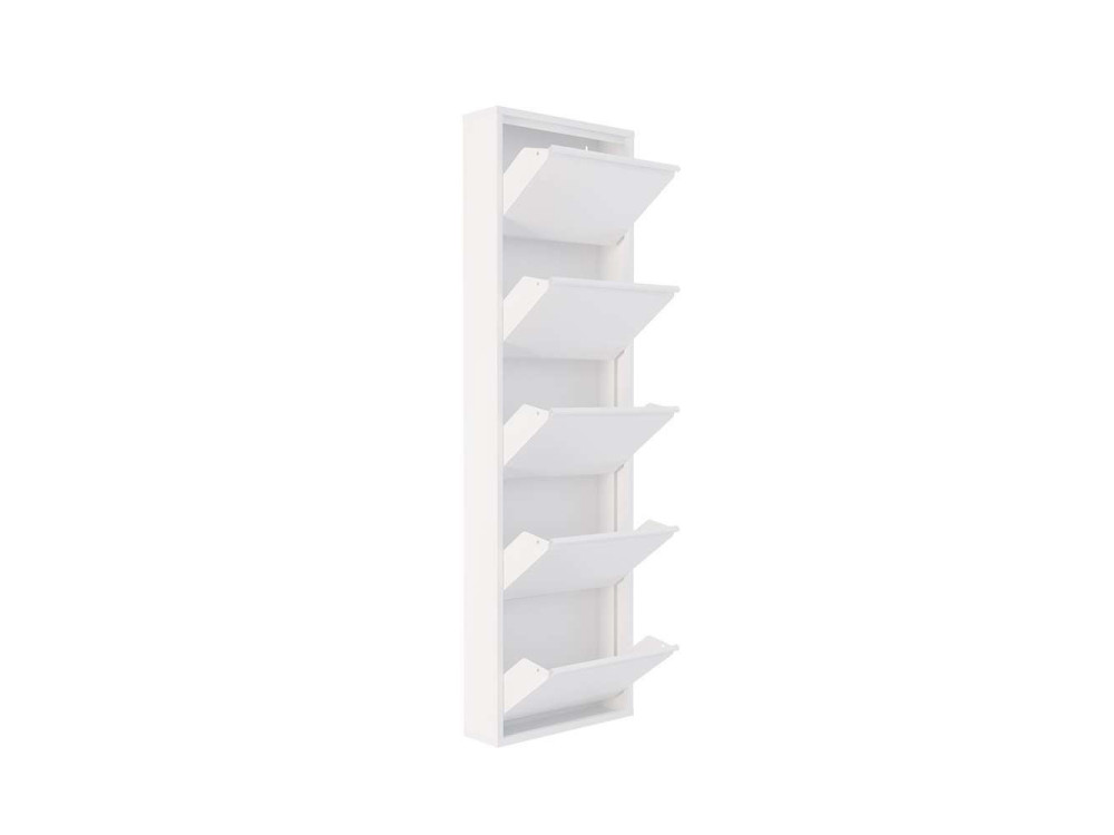 Sapateira metálica "Ayse" - 50 x 15 x 169 cm - Branco
