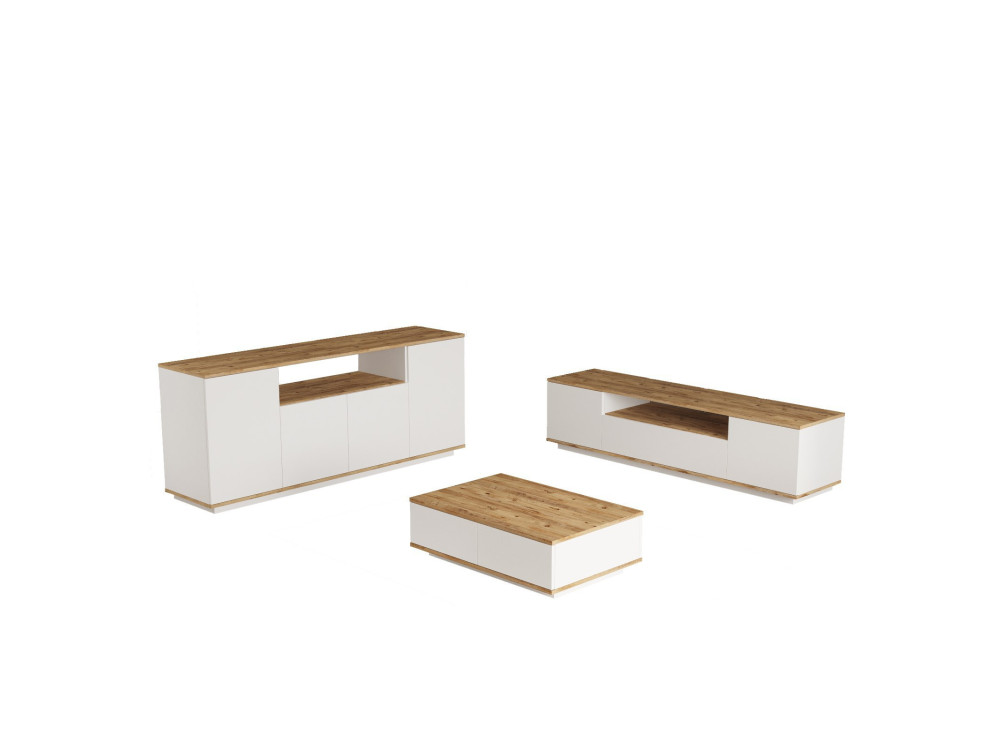 FR18" conjunto de móveis para sala de estar em madeira - 180 x 44 x 44 cm - Branco