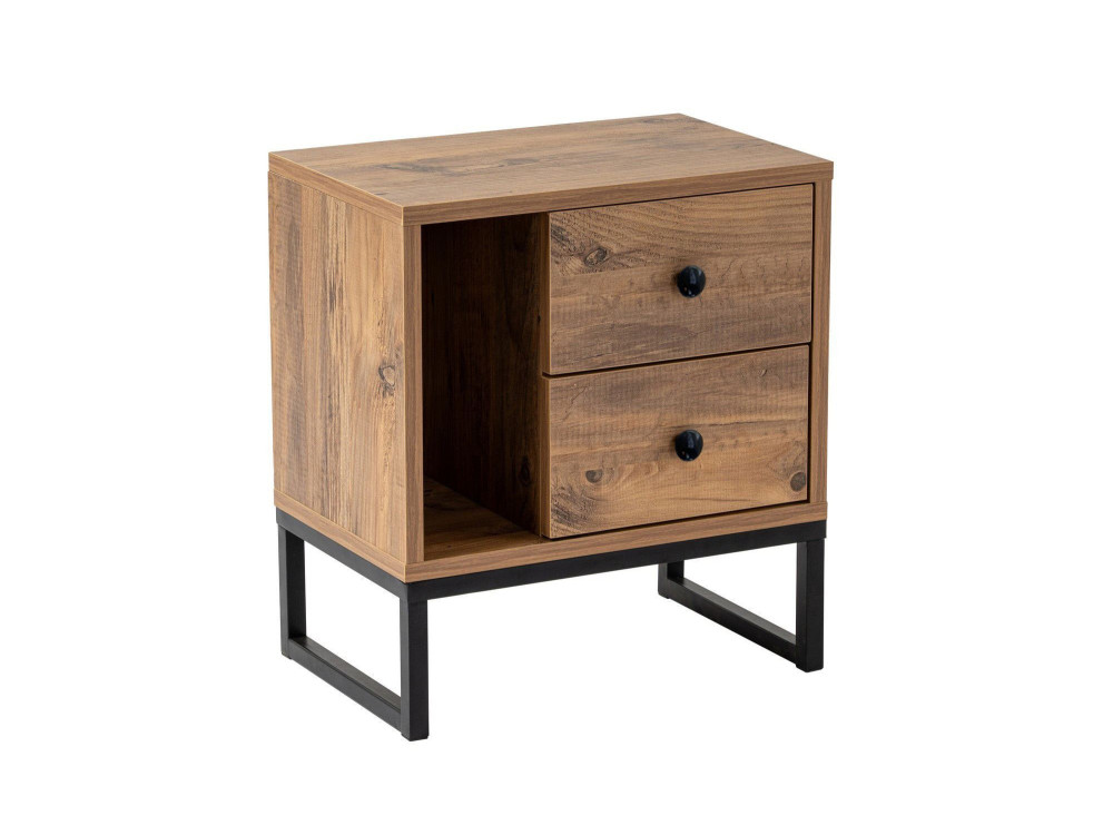 Mesa de cabeceira de madeira "Glimmer" - 45 x 29 x 50 cm - Atlantic PineBlack