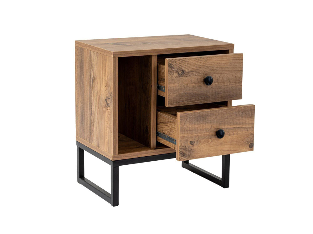 Mesa de cabeceira de madeira "Glimmer" - 45 x 29 x 50 cm - Atlantic PineBlack