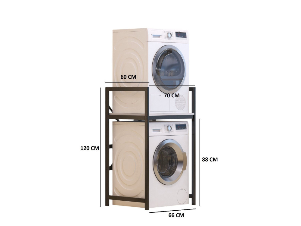 Armário metálico para máquina de lavar roupa "Junior" - 70 x 60 x 116 cm - Branco