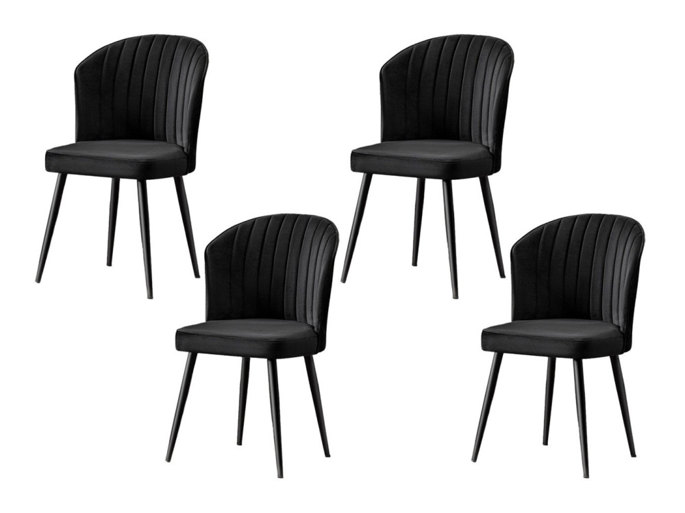 Conjunto de 4 cadeiras de madeira "Rubi" - 52 x 42 x 85 cm - Preto
