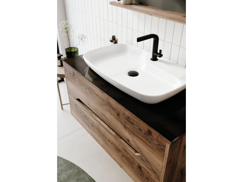 Conjunto de móvel de lavatório com espelho (2 peças) «Galia 100 v2» - 100 x 50 x 50 cm - Nogueira