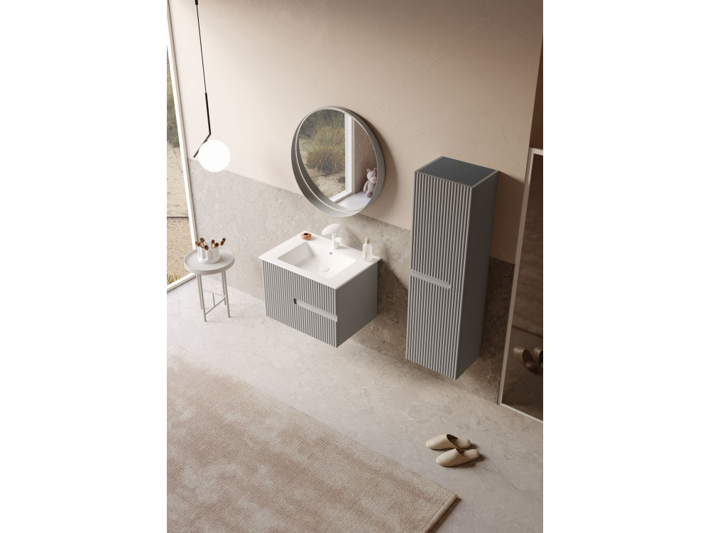 Conjunto de móvel de lavatório com espelho (2 peças) «Moonlight 70 v2» - 71 x 51 x 51 cm - Matte Mink