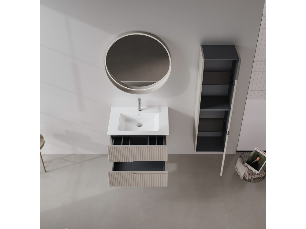 Conjunto de móvel de lavatório com espelho (2 peças) «Moonlight 70 v2» - 71 x 51 x 51 cm - Matte Mink