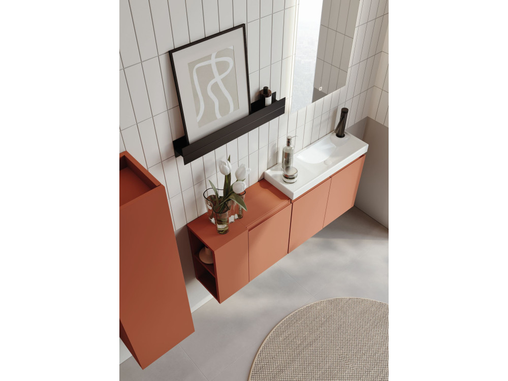 Conjunto de móvel de lavatório com espelho (2 peças) «Ferla 110» - 110 x 22 x 45 cm - Canela mate