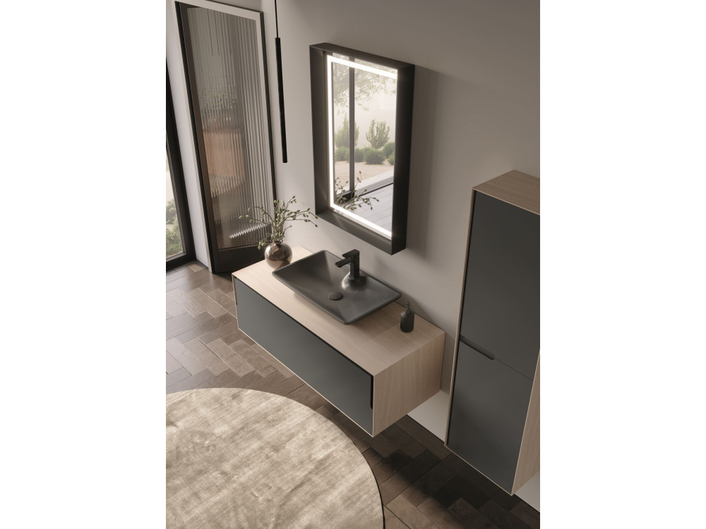 Espelho decorativo em madeira «Craft 60 x 90 v2» - 60 x 10 x 90 cm - Antracite mate