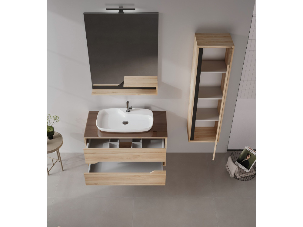 Espelho decorativo em madeira «Galia 80» - 60 x 14 x 100 cm - Carvalho