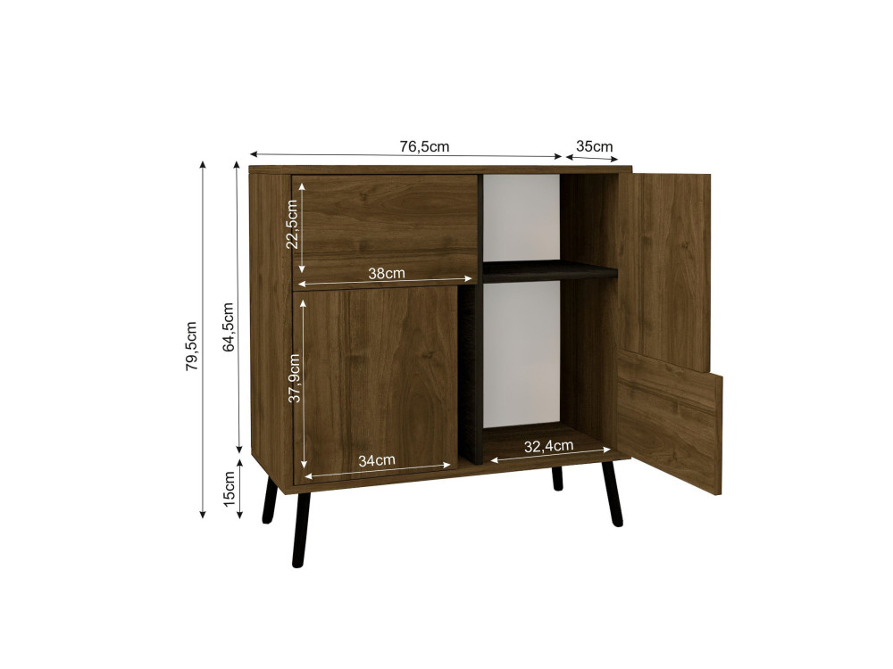 Aparador "Darien" em madeira - 76 x 35 x 79 cm - Castanho