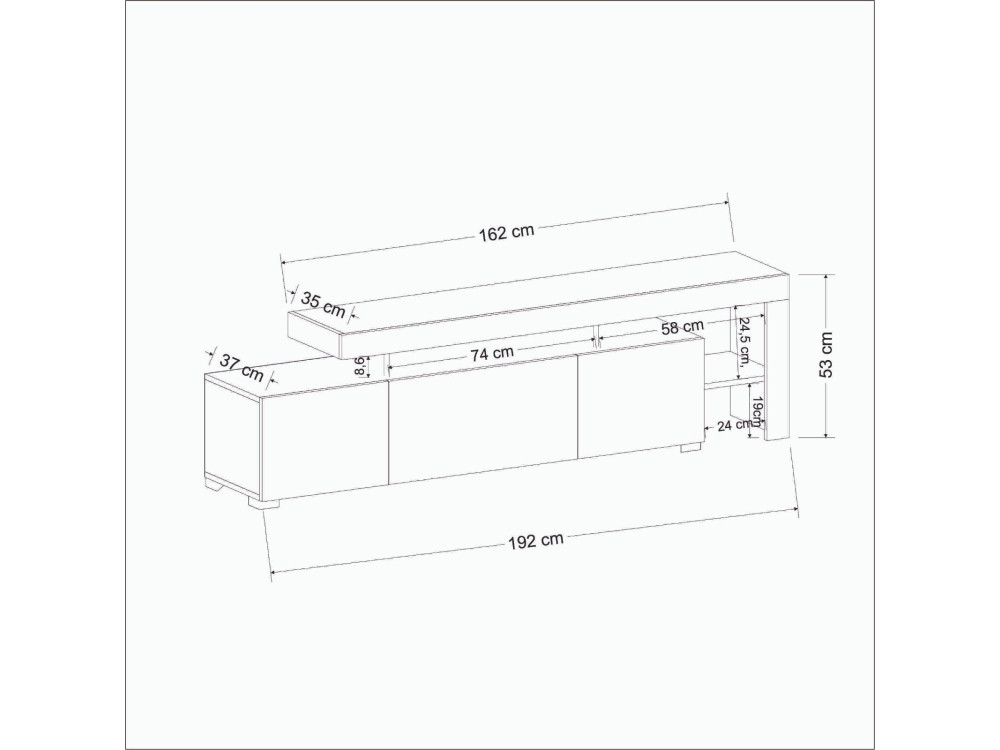 Suporte de TV em madeira "Beliz" 192 x 37 x 53 cm - Branco