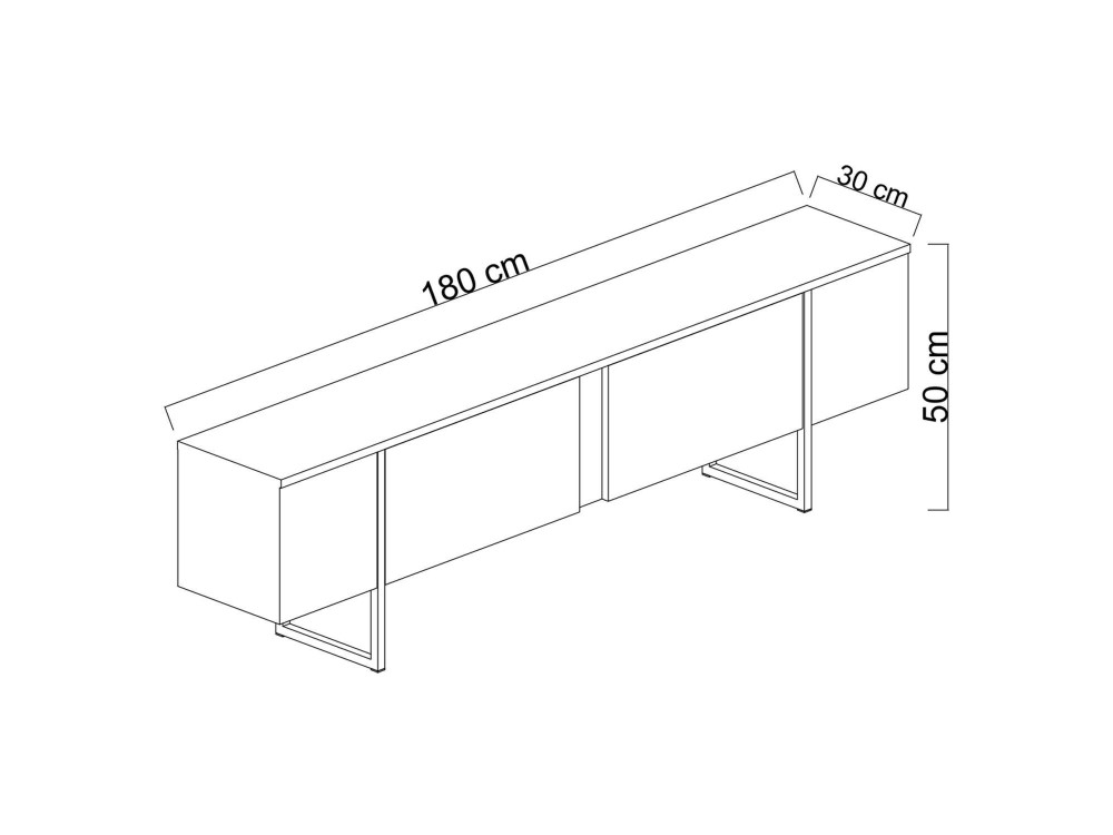 Suporte de TV em madeira "Luxe" - 180 x 30 x 50 cm - Castanho