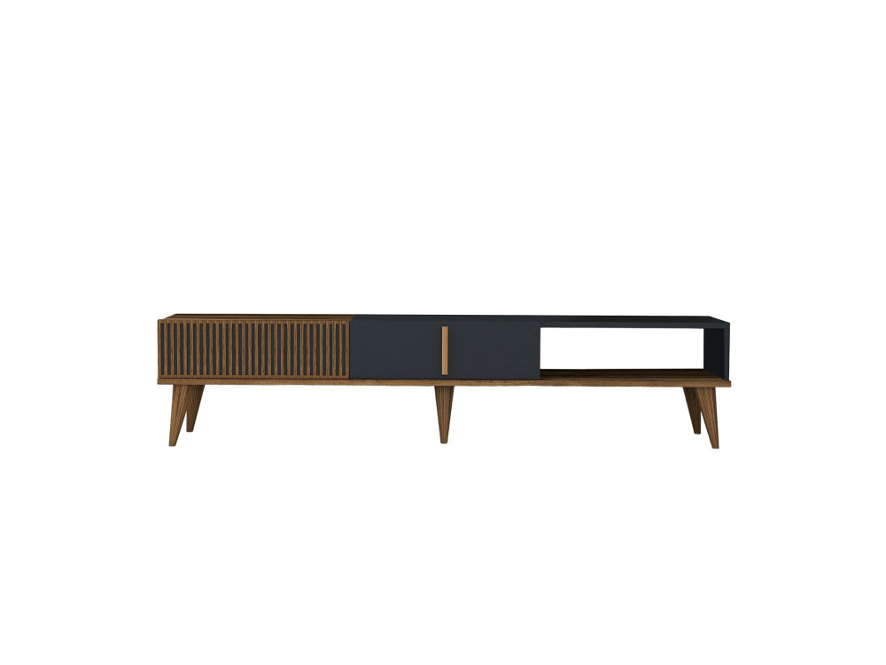 Suporte de TV em madeira "Milan" - 180 x 35 x 40 cm - Nogueira, Antracite