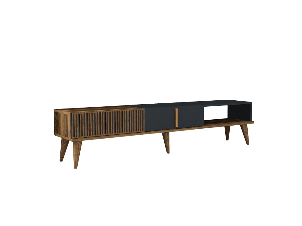 Suporte de TV em madeira "Milan" - 180 x 35 x 40 cm - Nogueira, Antracite