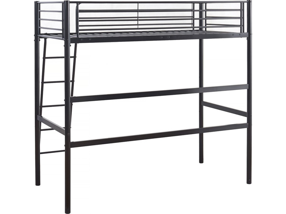 Cama alta de metal "Alora" - 90 x 190 cm - Preto