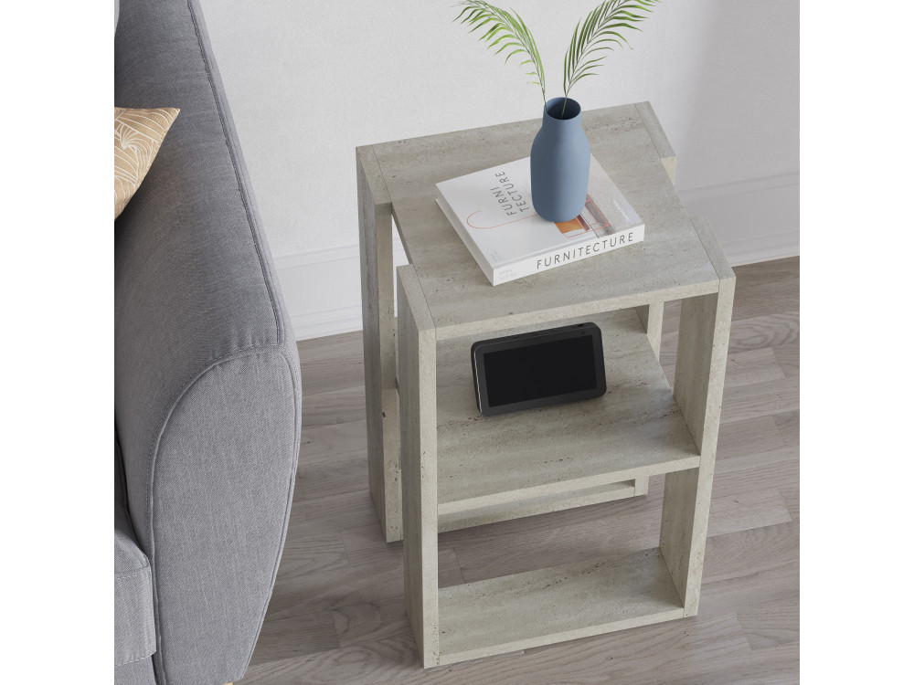Mesa de cabeceira de madeira "Lonie" 30 x 30 x 55 cm - Travertino