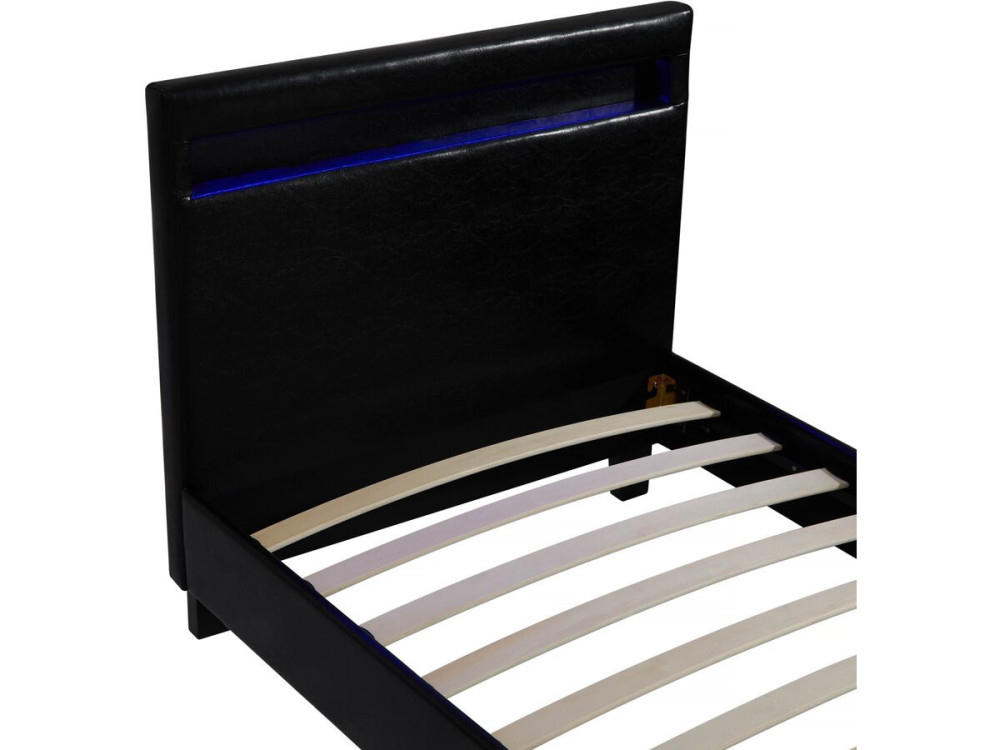 Cama com LED "Maria" 90 x 190 cm - Preta