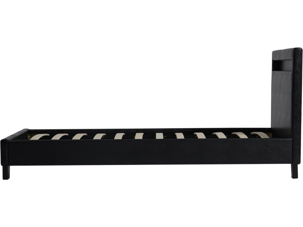 Cama com LED "Maria" 90 x 190 cm - Preta