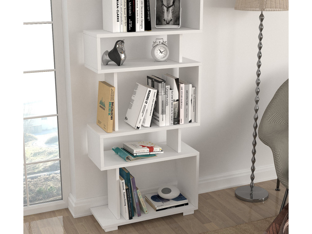 Estante de madeira "Blok" - 60 x 19 x 165 cm - Branco