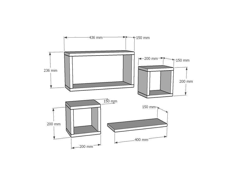 Prateleira de parede em madeira "Babi" - 43 x 15 x 23 cm - Branco