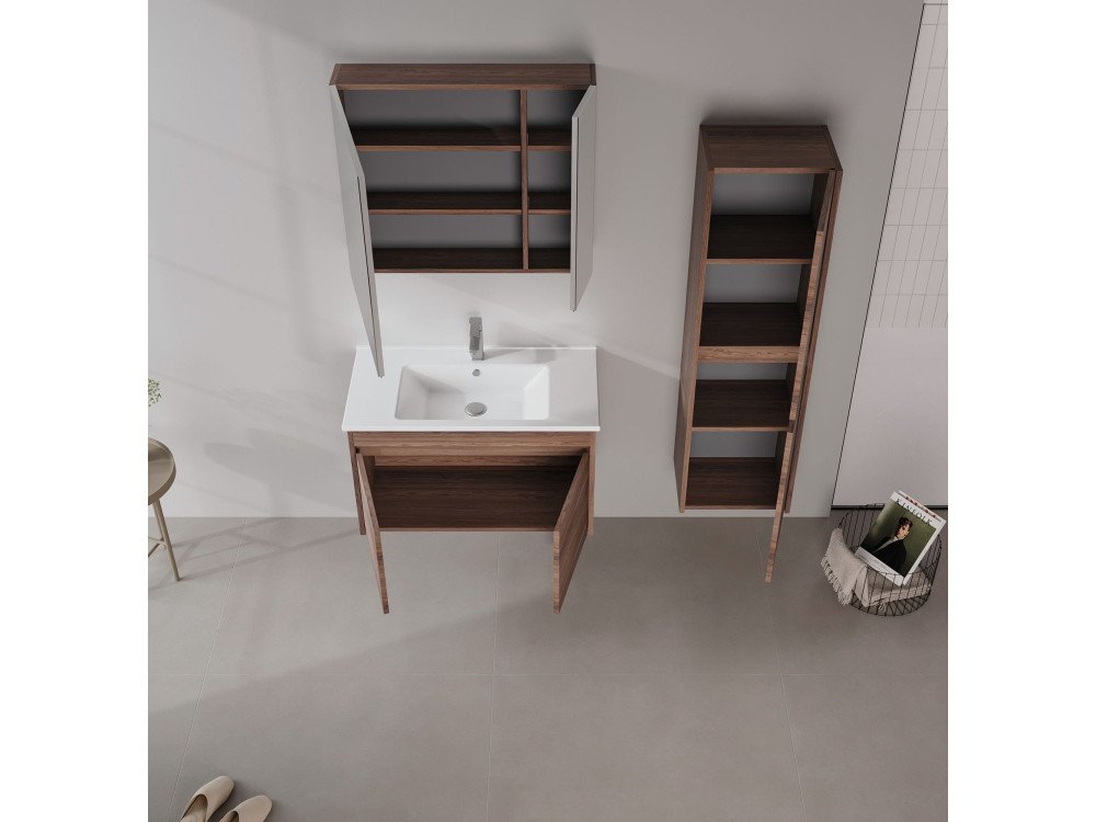 Móvel de lavatório «Side 85 v2» - 85 x 45 x 52 cm - Nogueira Escura