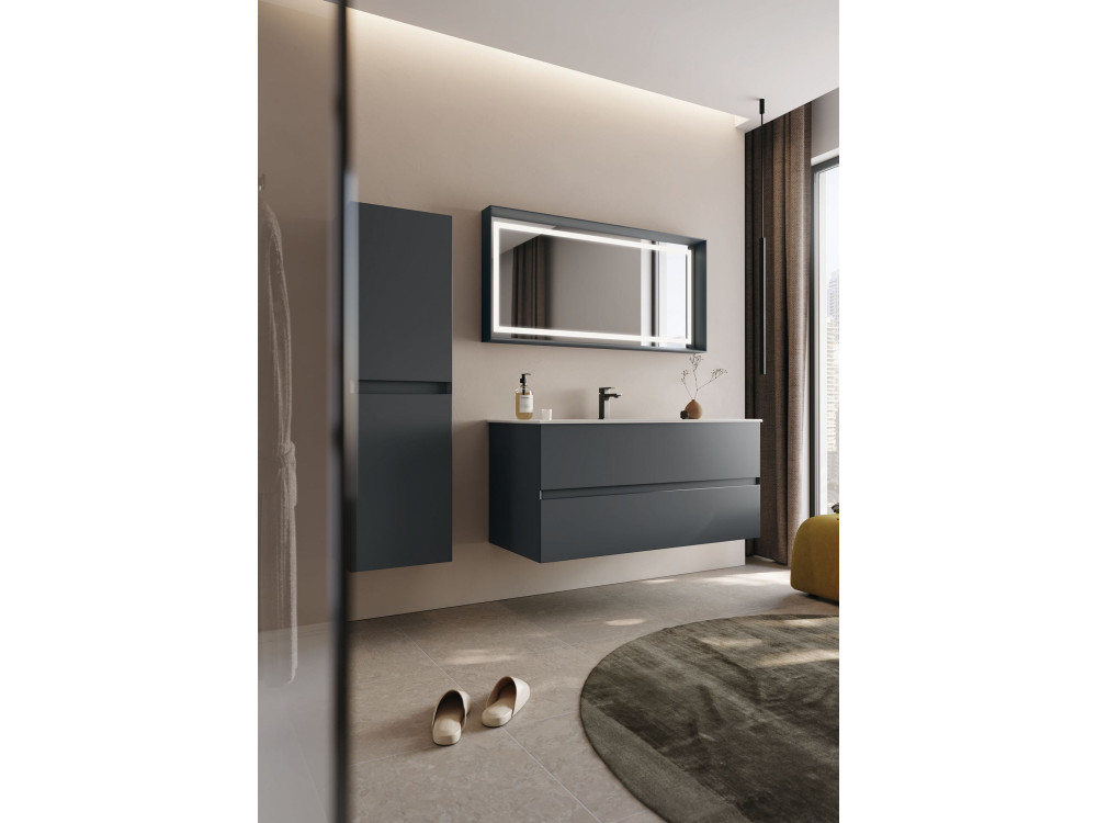 Conjunto de móvel de lavatório com espelho (2 peças) «Nest 121 v2» - 121 x 51 x 55 cm - Antracite mate