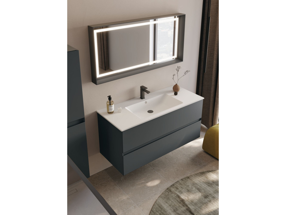 Conjunto de móvel de lavatório com espelho (2 peças) «Nest 121 v2» - 121 x 51 x 55 cm - Antracite mate