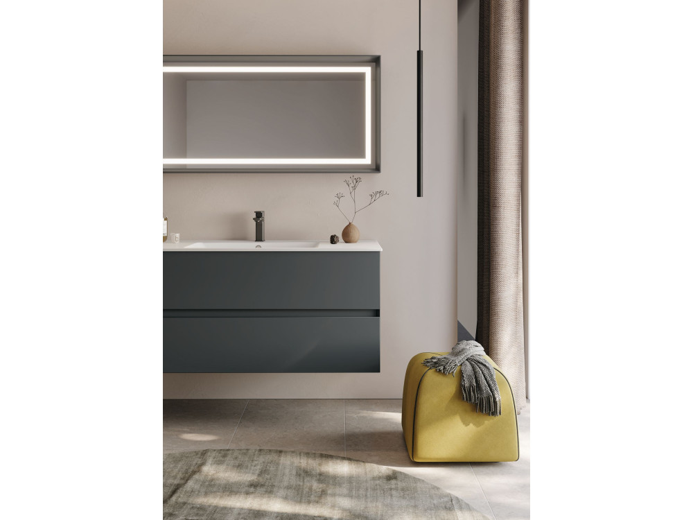 Conjunto de móvel de lavatório com espelho (2 peças) «Nest 121 v2» - 121 x 51 x 55 cm - Antracite mate